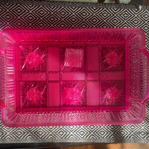Set of 3 Pink Decorative Trays W 15 in x L 8.5 in